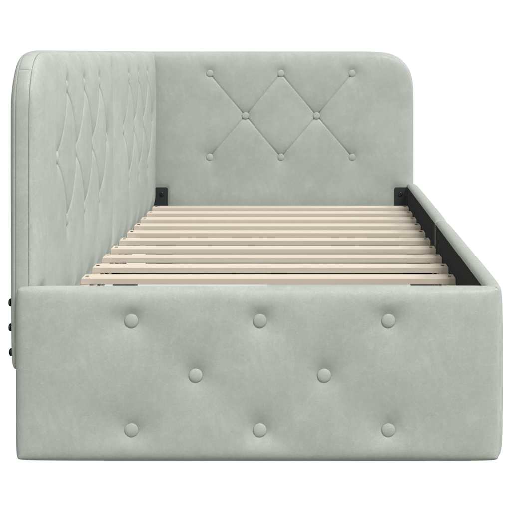 Cadre de lit d'angle Gris clair 80 x 200 cm Velours - XIOS