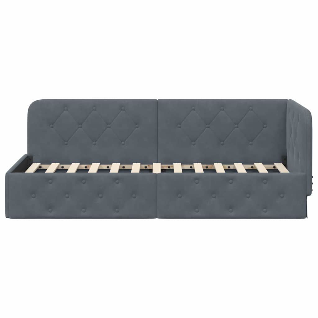 Cadre de lit d'angle Gris foncé 80 x 200 cm Velours - XIOS