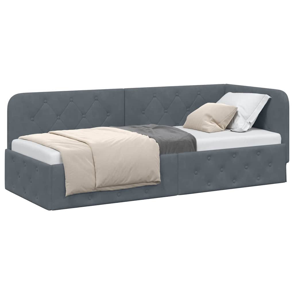 Cadre de lit d'angle Gris foncé 80 x 200 cm Velours - XIOS