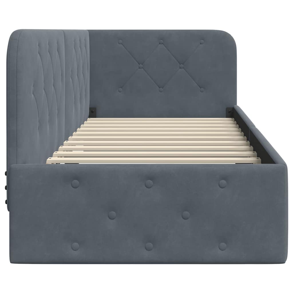 Cadre de lit d'angle Gris foncé 80 x 200 cm Velours - XIOS