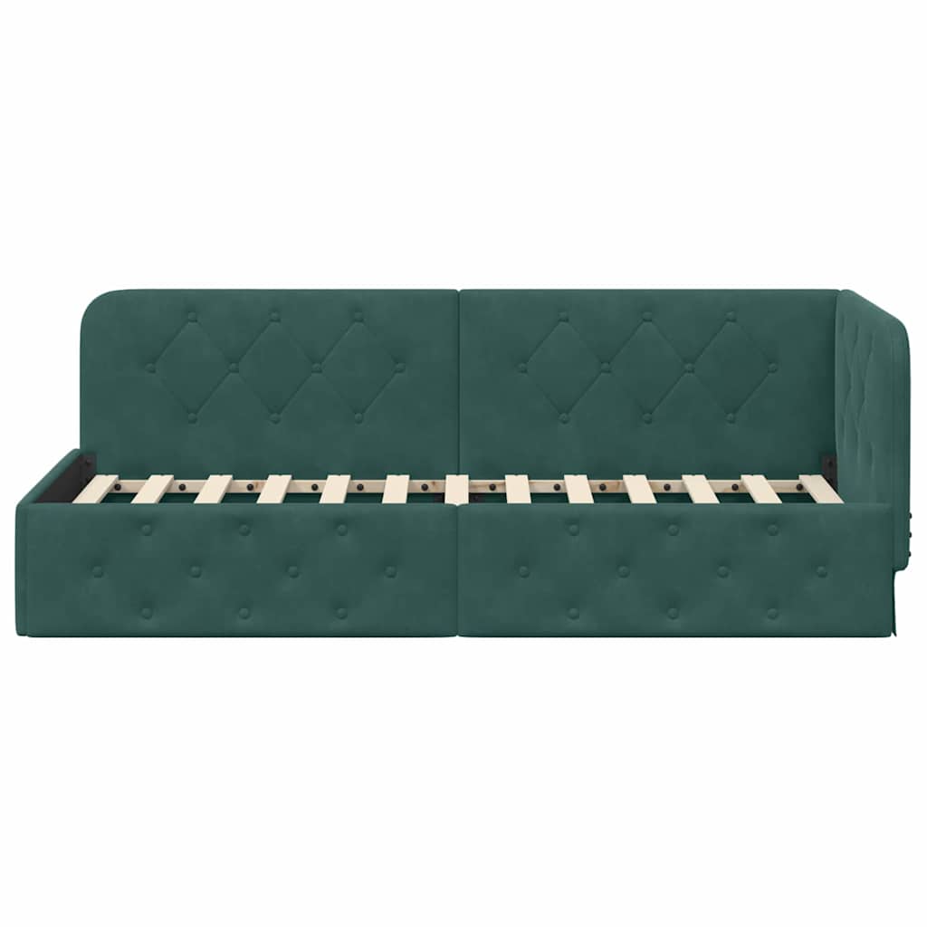 Cadre de lit d'angle Vert foncé 80 x 200 cm Velours - XIOS