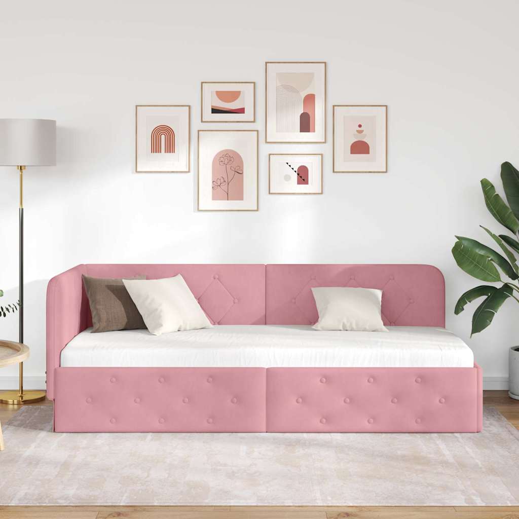 Cadre de lit d'angle Rose 80 x 200 cm Velours - XIOS
