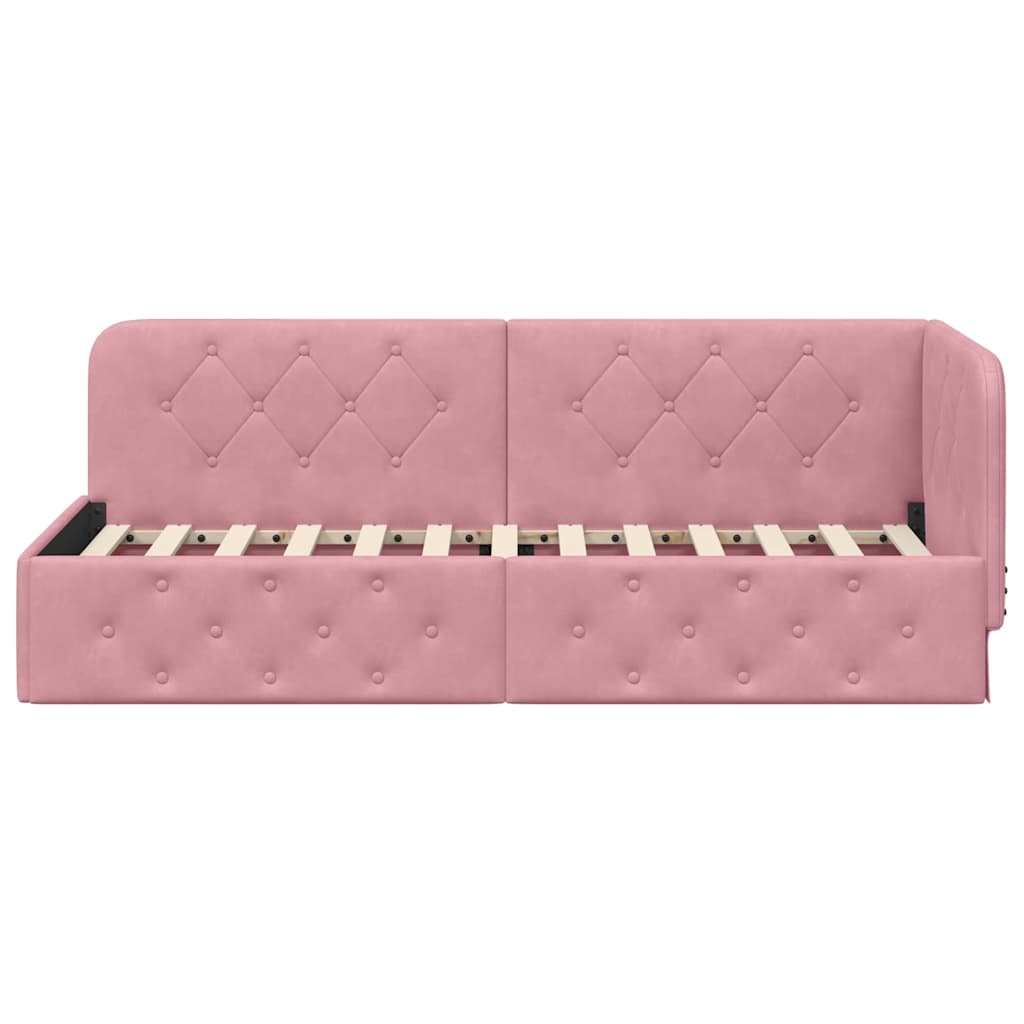 Cadre de lit d'angle Rose 80 x 200 cm Velours - XIOS