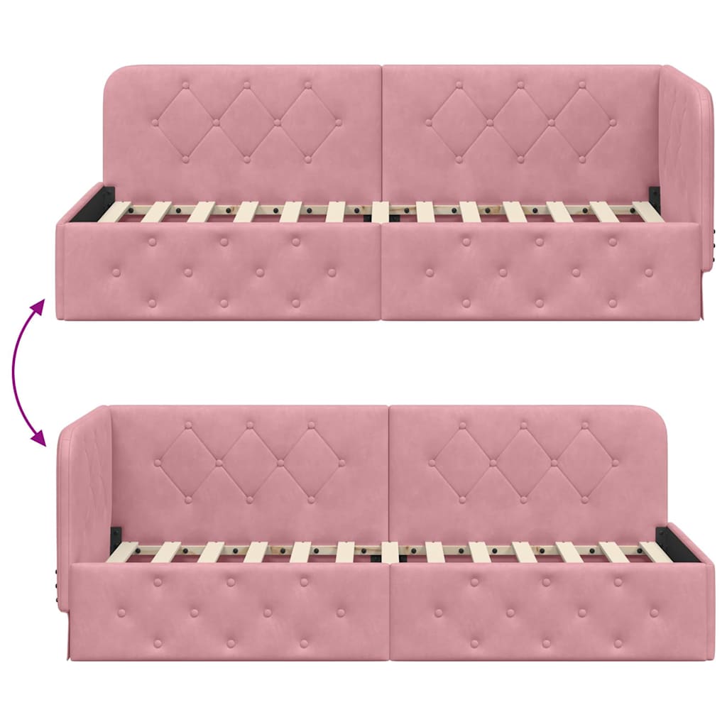 Cadre de lit d'angle Rose 80 x 200 cm Velours - XIOS