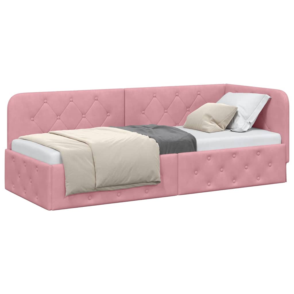 Cadre de lit d'angle Rose 80 x 200 cm Velours - XIOS
