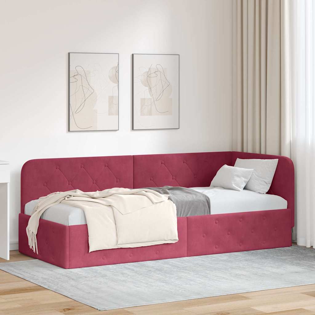 Cadre de lit d'angle Bordeaux 80 x 200 cm Velours - XIOS