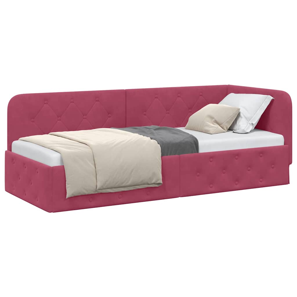 Cadre de lit d'angle Bordeaux 80 x 200 cm Velours - XIOS