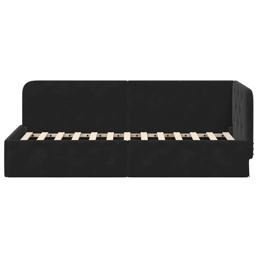 Cadre de lit d'angle Noir 80 x 200 cm Velours - XIOS