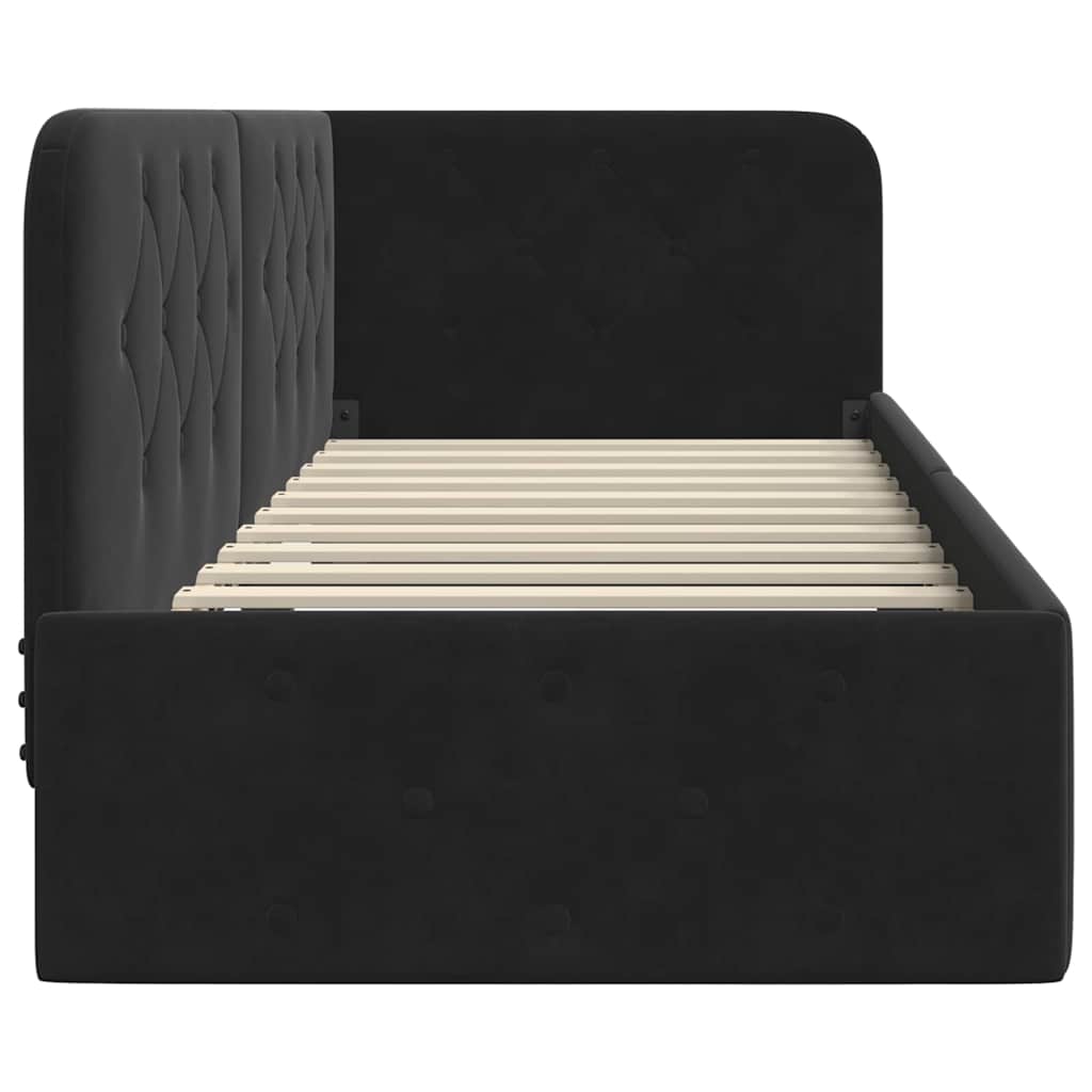 Cadre de lit d'angle Noir 80 x 200 cm Velours - XIOS