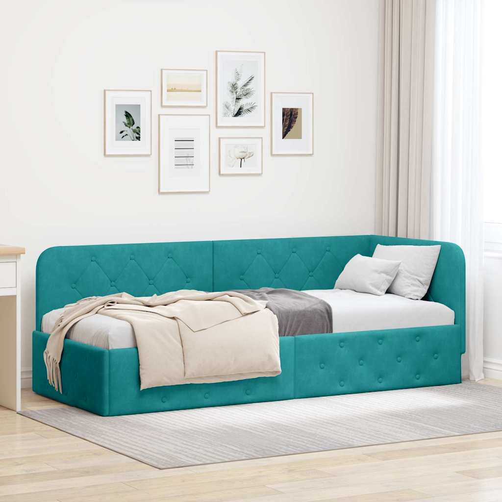 Cadre de lit d'angle Turquoise 80 x 200 cm Velours - XIOS