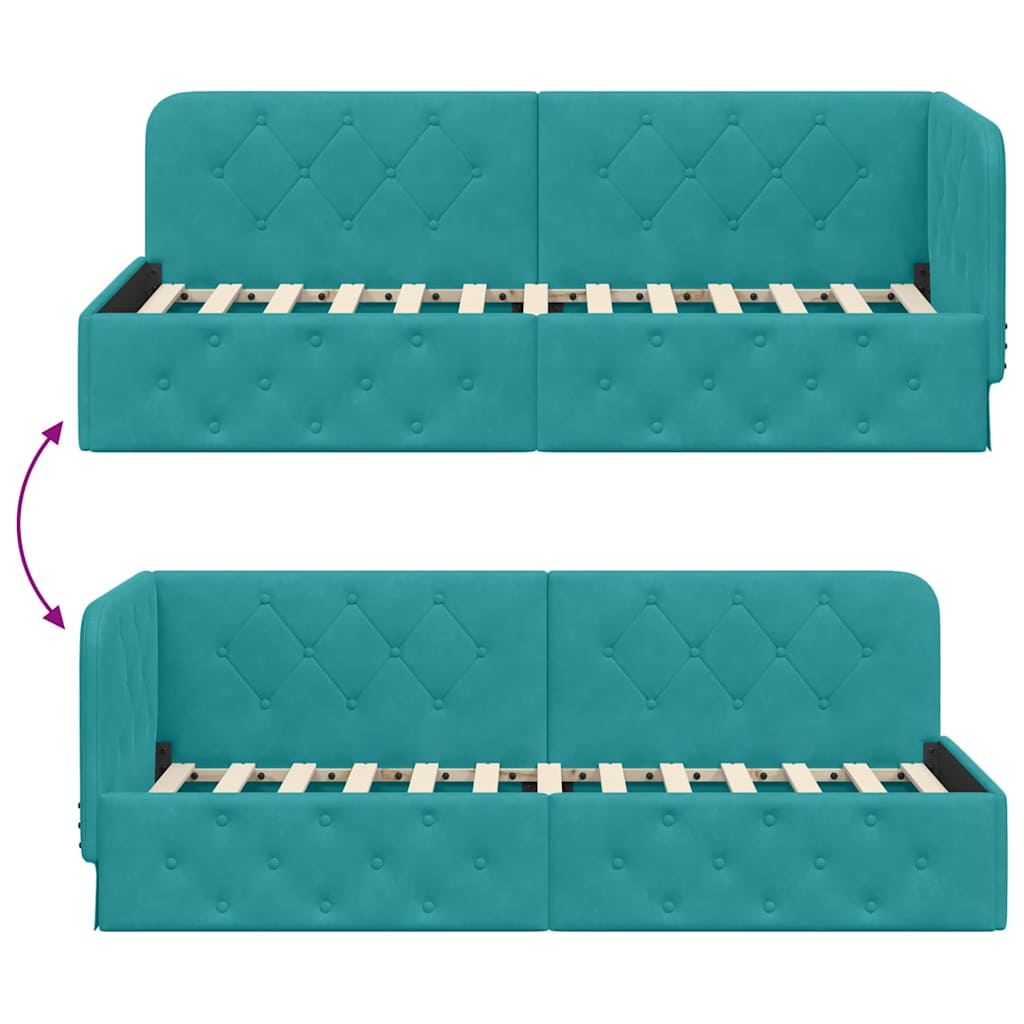 Cadre de lit d'angle Turquoise 80 x 200 cm Velours - XIOS