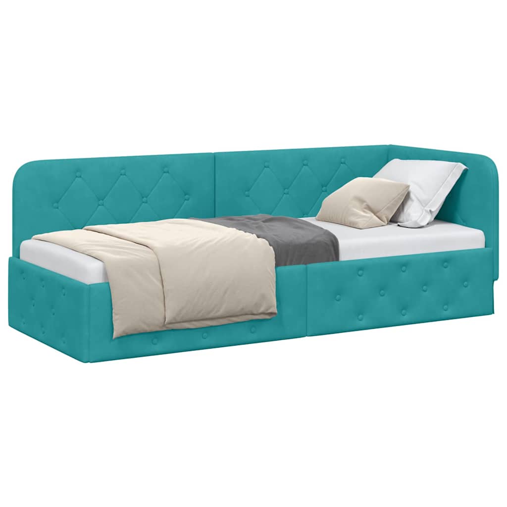 Cadre de lit d'angle Turquoise 80 x 200 cm Velours - XIOS