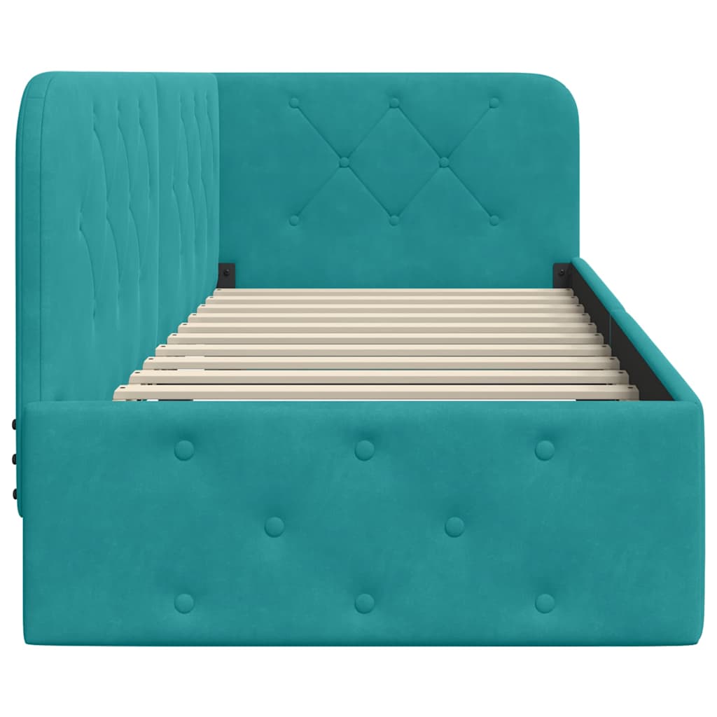 Cadre de lit d'angle Turquoise 80 x 200 cm Velours - XIOS