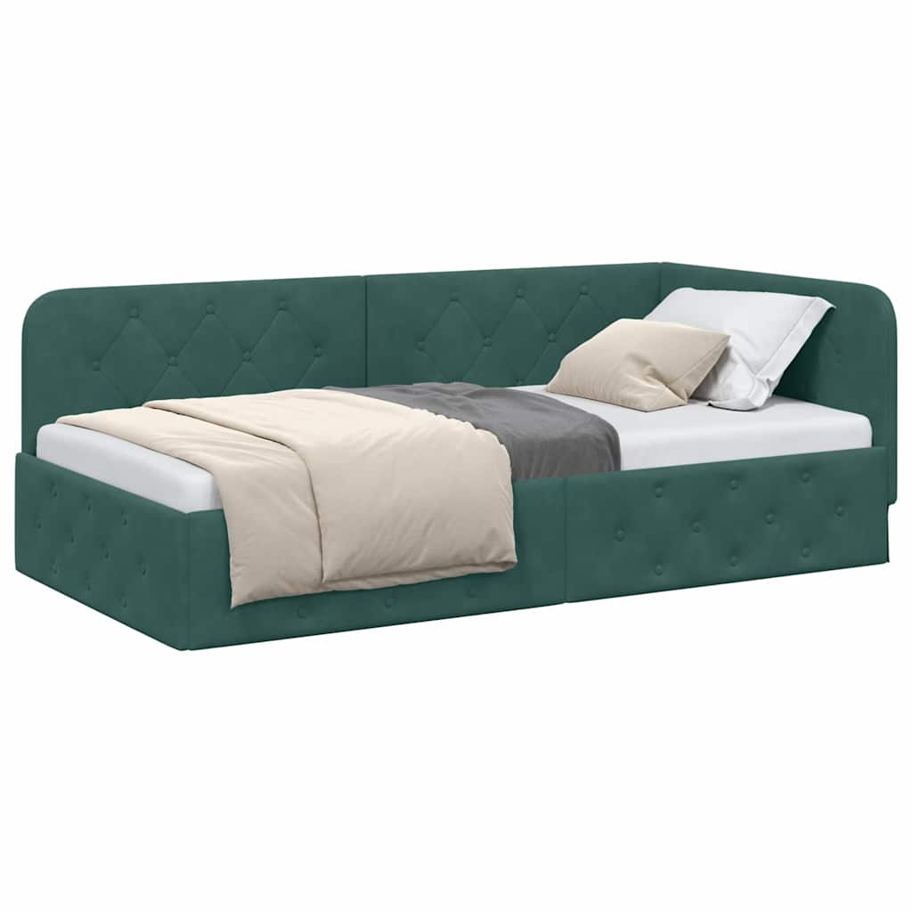 Cadre de lit d'angle Vert foncé 90 x 190 cm Velours - XIOS
