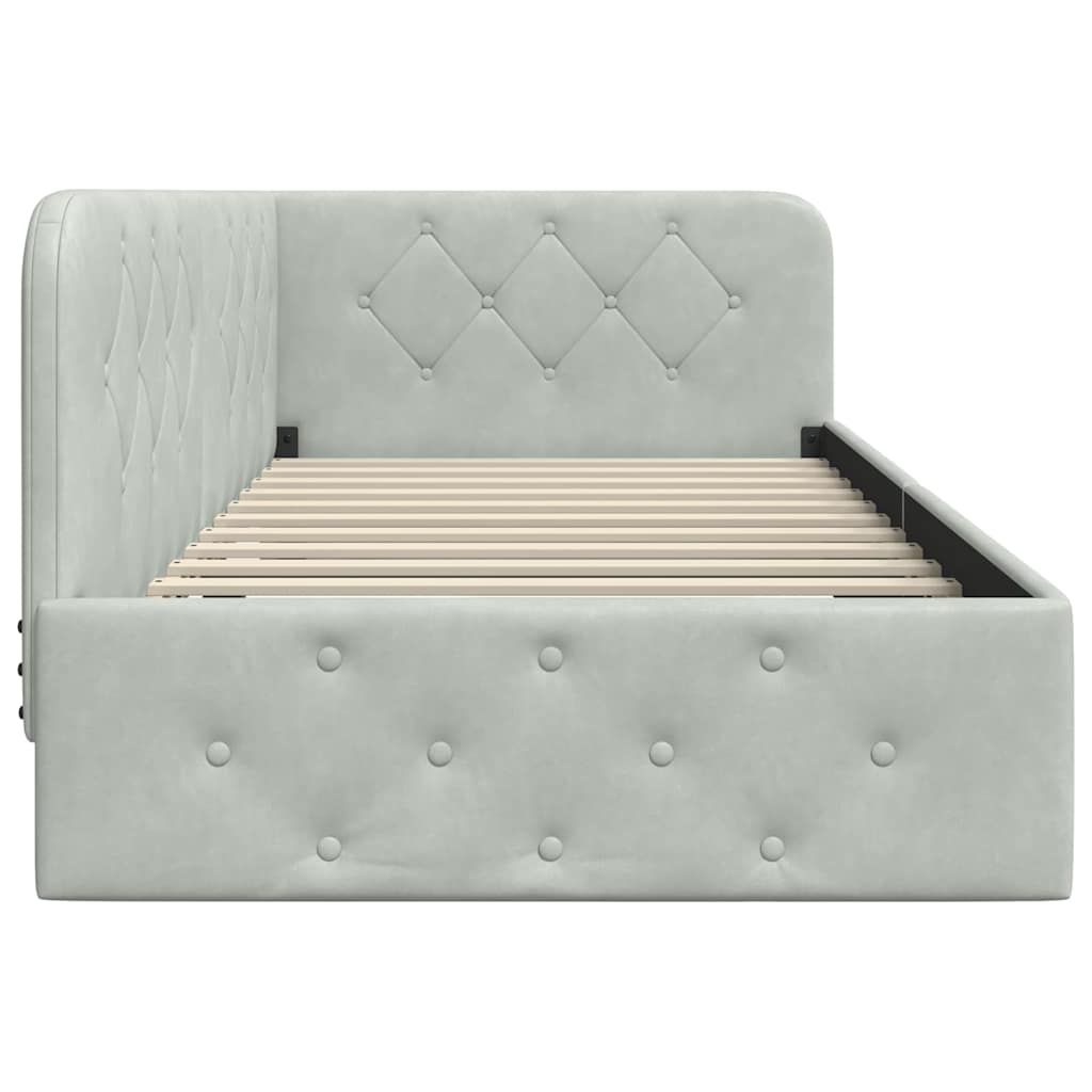 Cadre de lit d'angle Gris clair 90 x 200 cm Velours - XIOS