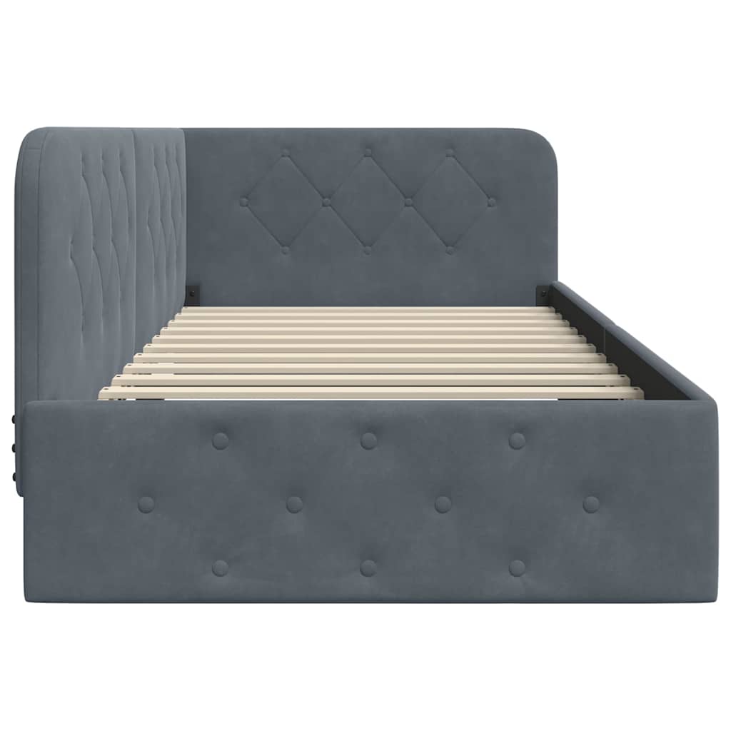 Cadre de lit d'angle Gris foncé 90 x 200 cm Velours - XIOS