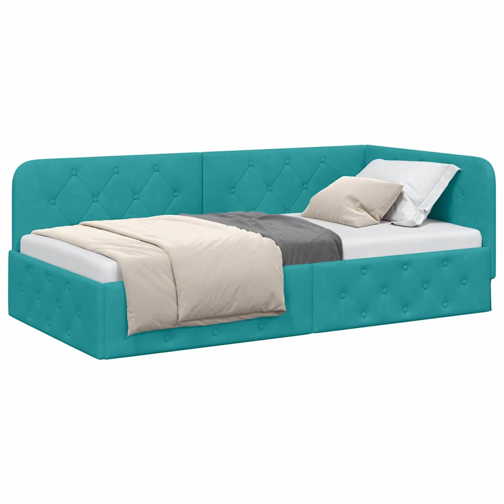 Cadre de lit d'angle Turquoise 90 x 200 cm Velours - XIOS