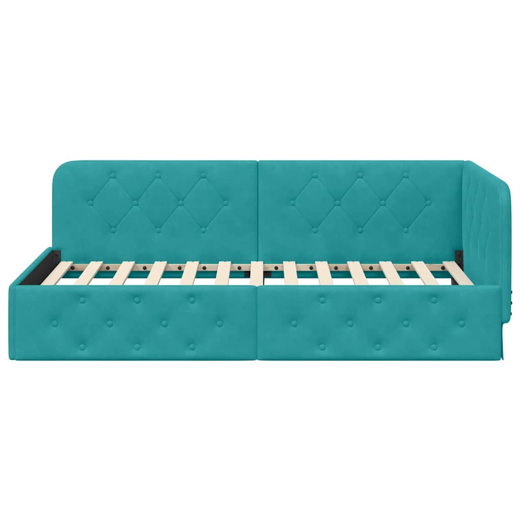 Cadre de lit d'angle Turquoise 100 x 200 cm Velours - XIOS
