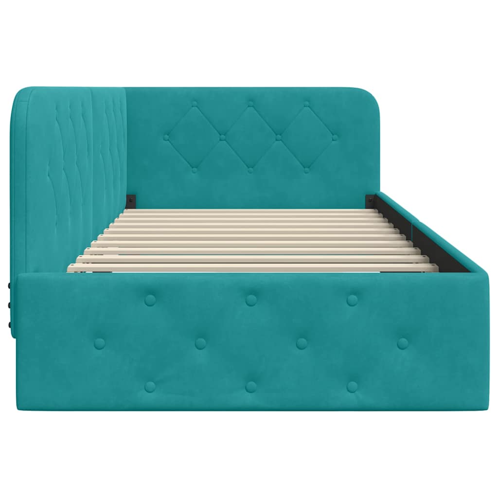 Cadre de lit d'angle Turquoise 100 x 200 cm Velours - XIOS