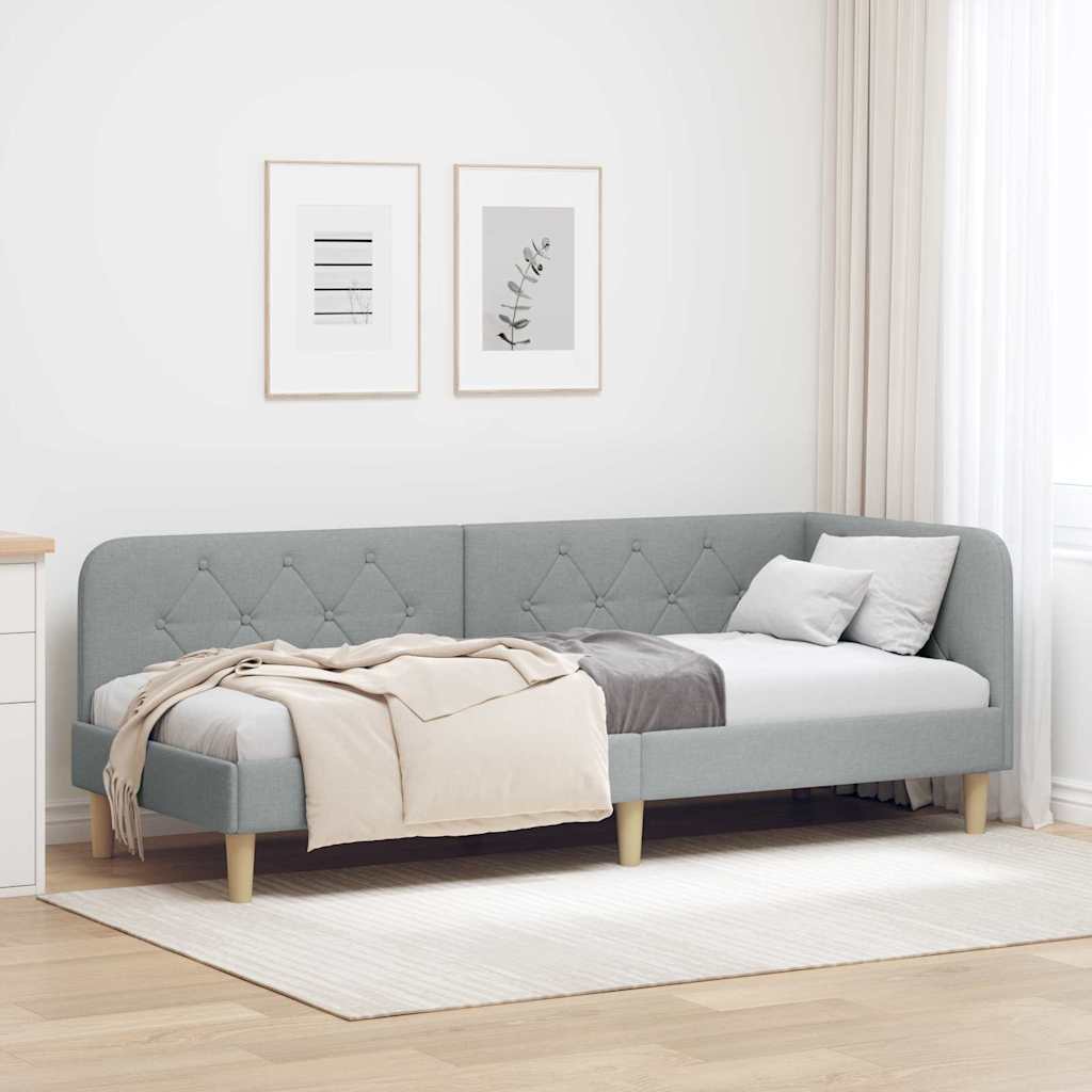 Cadre de lit d'angle Gris clair 80 x 200 cm tissu - XIOS