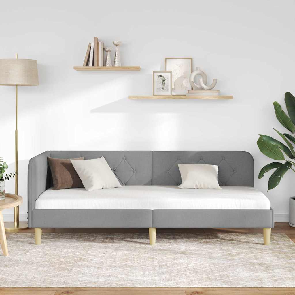 Cadre de lit d'angle Gris clair 80 x 200 cm tissu - XIOS