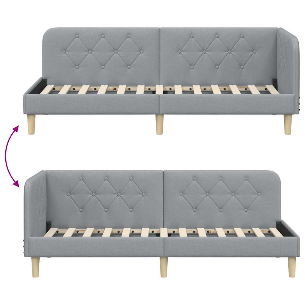 Cadre de lit d'angle Gris clair 80 x 200 cm tissu - XIOS