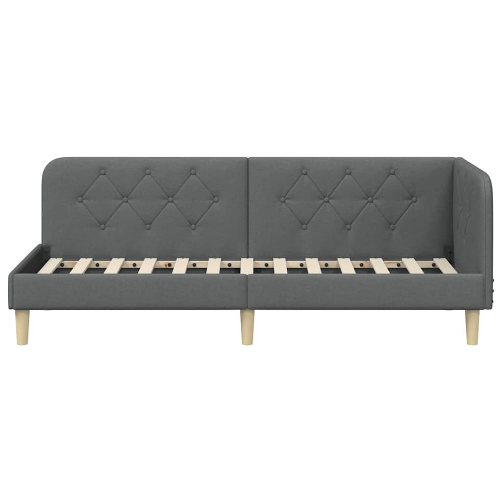 Cadre de lit d'angle Gris foncé 80 x 200 cm tissu - XIOS