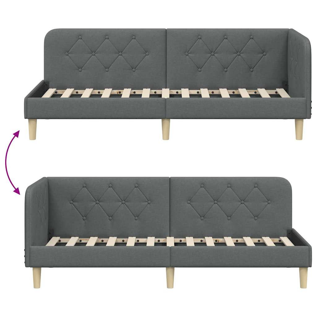 Cadre de lit d'angle Gris foncé 80 x 200 cm tissu - XIOS