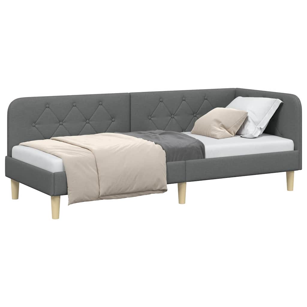 Cadre de lit d'angle Gris foncé 80 x 200 cm tissu - XIOS