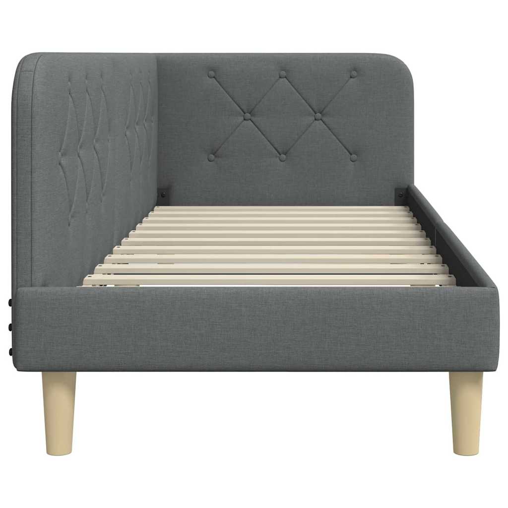 Cadre de lit d'angle Gris foncé 80 x 200 cm tissu - XIOS