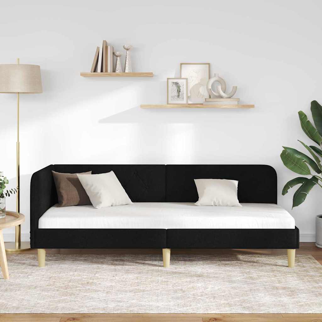 Cadre de lit d'angle Noir 80 x 200 cm tissu - XIOS