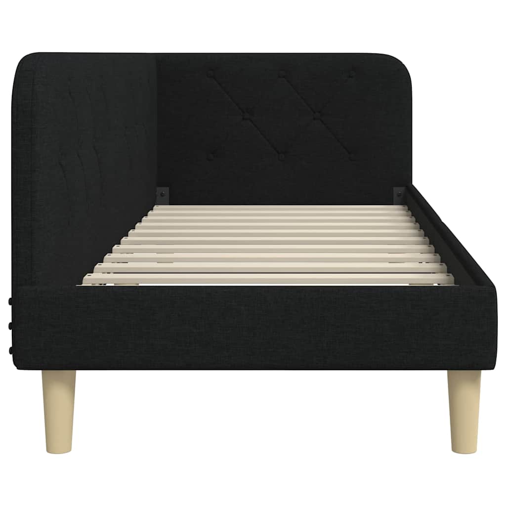 Cadre de lit d'angle Noir 80 x 200 cm tissu - XIOS