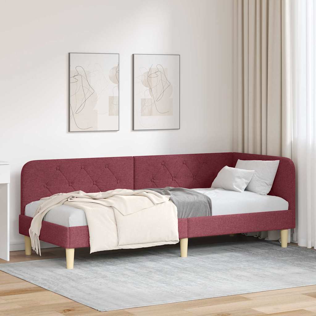 Cadre de lit d'angle Bordeaux 80 x 200 cm tissu - XIOS