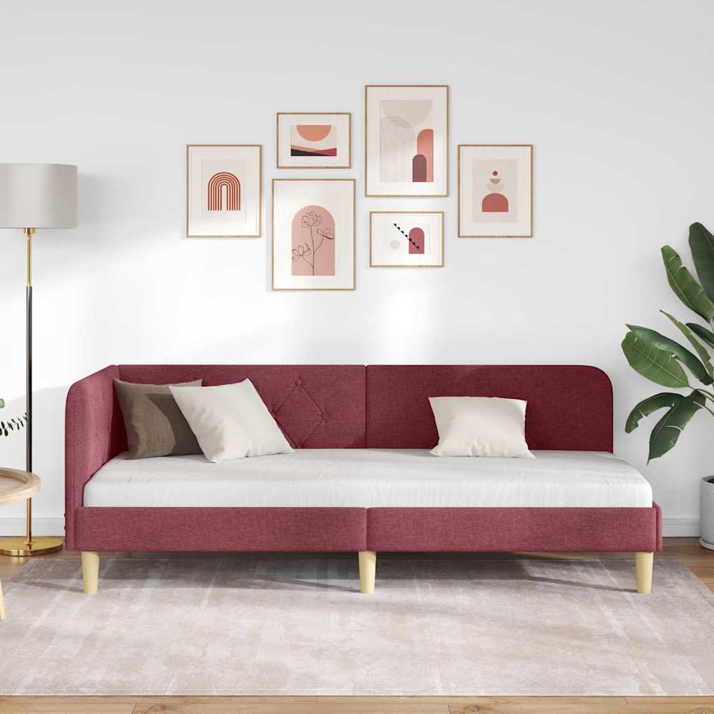 Cadre de lit d'angle Bordeaux 80 x 200 cm tissu - XIOS