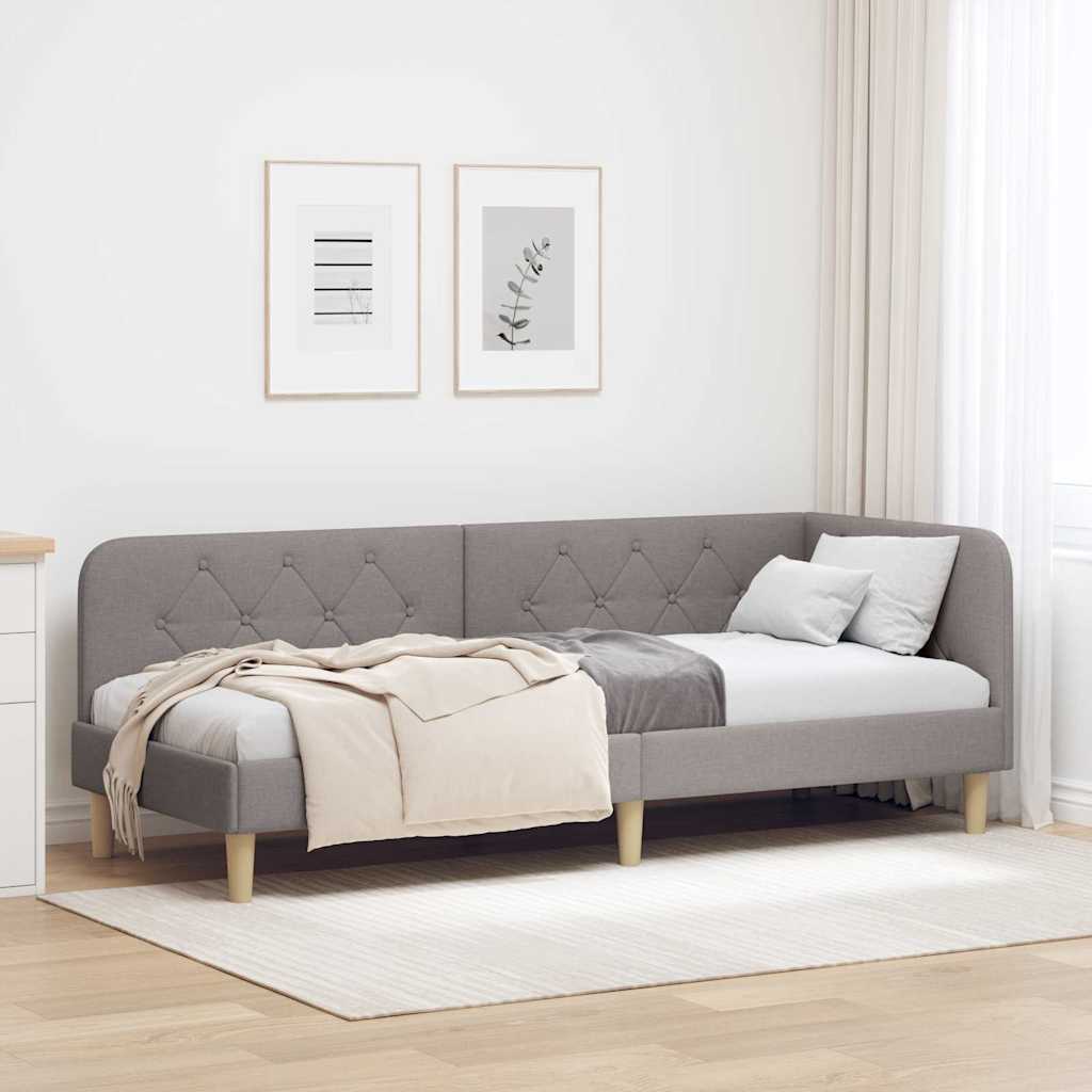 Cadre de lit d'angle Taupe 80 x 200 cm tissu - XIOS