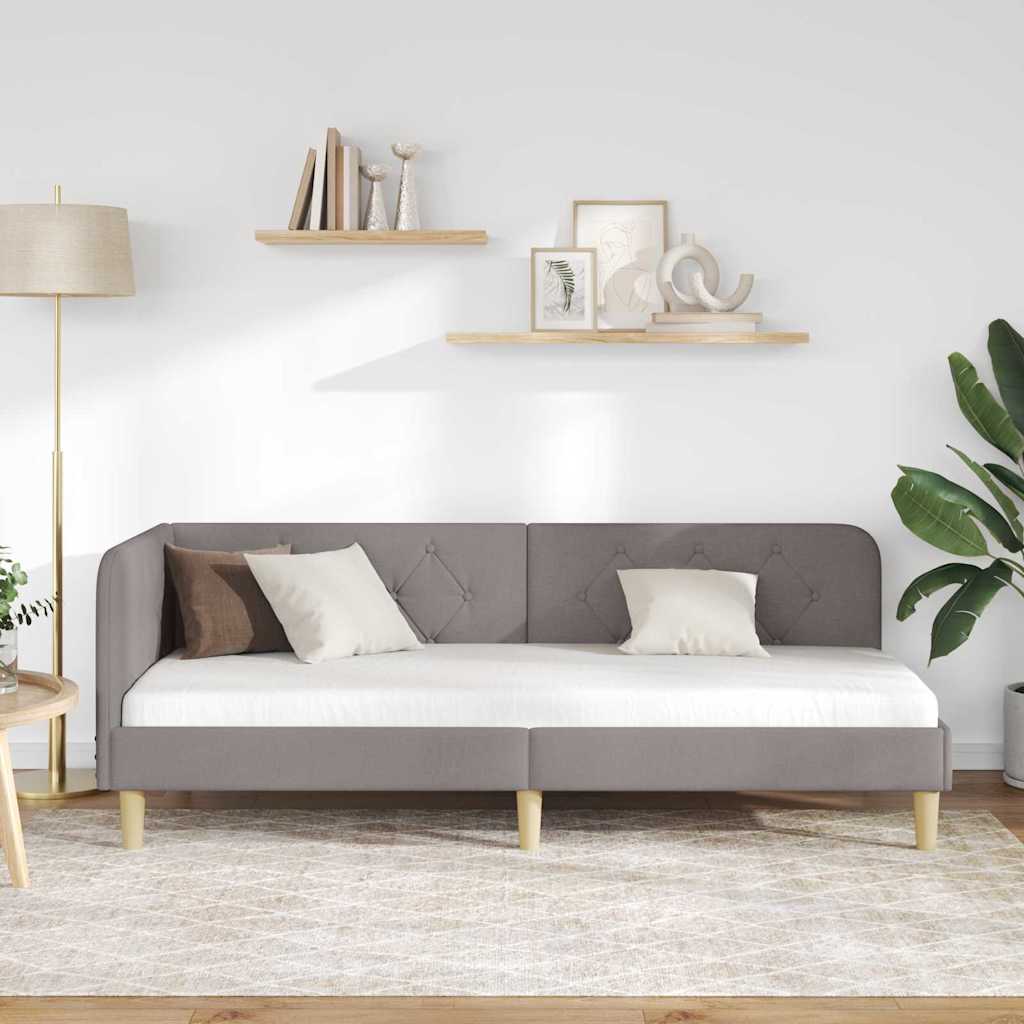 Cadre de lit d'angle Taupe 80 x 200 cm tissu - XIOS
