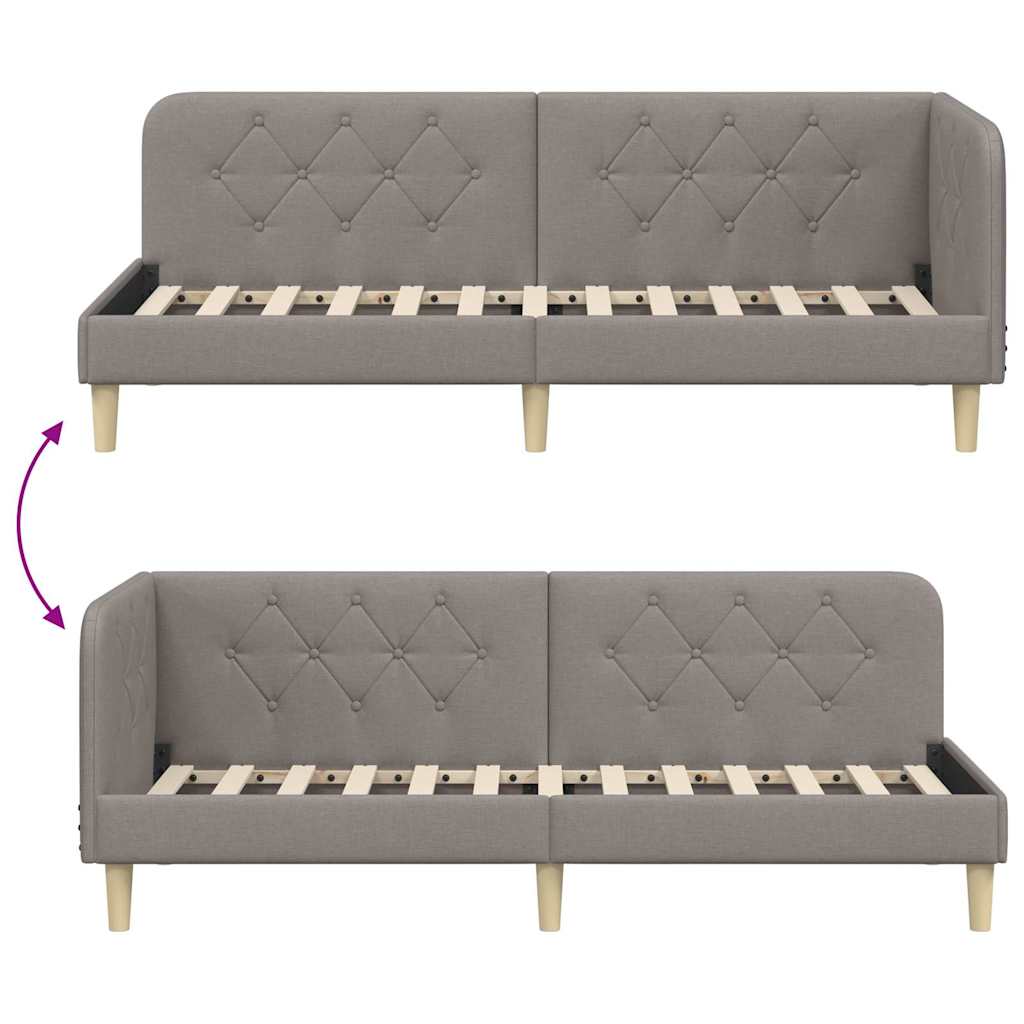 Cadre de lit d'angle Taupe 80 x 200 cm tissu - XIOS