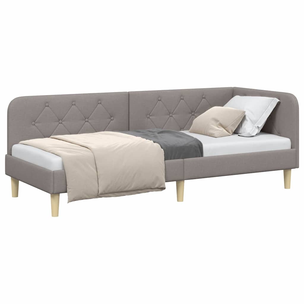 Cadre de lit d'angle Taupe 80 x 200 cm tissu - XIOS