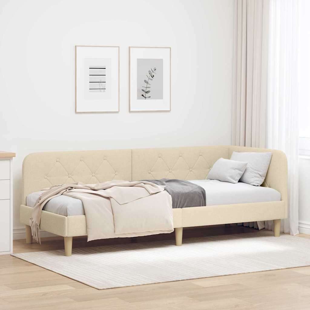 Cadre de lit d'angle Crème 80 x 200 cm tissu - XIOS