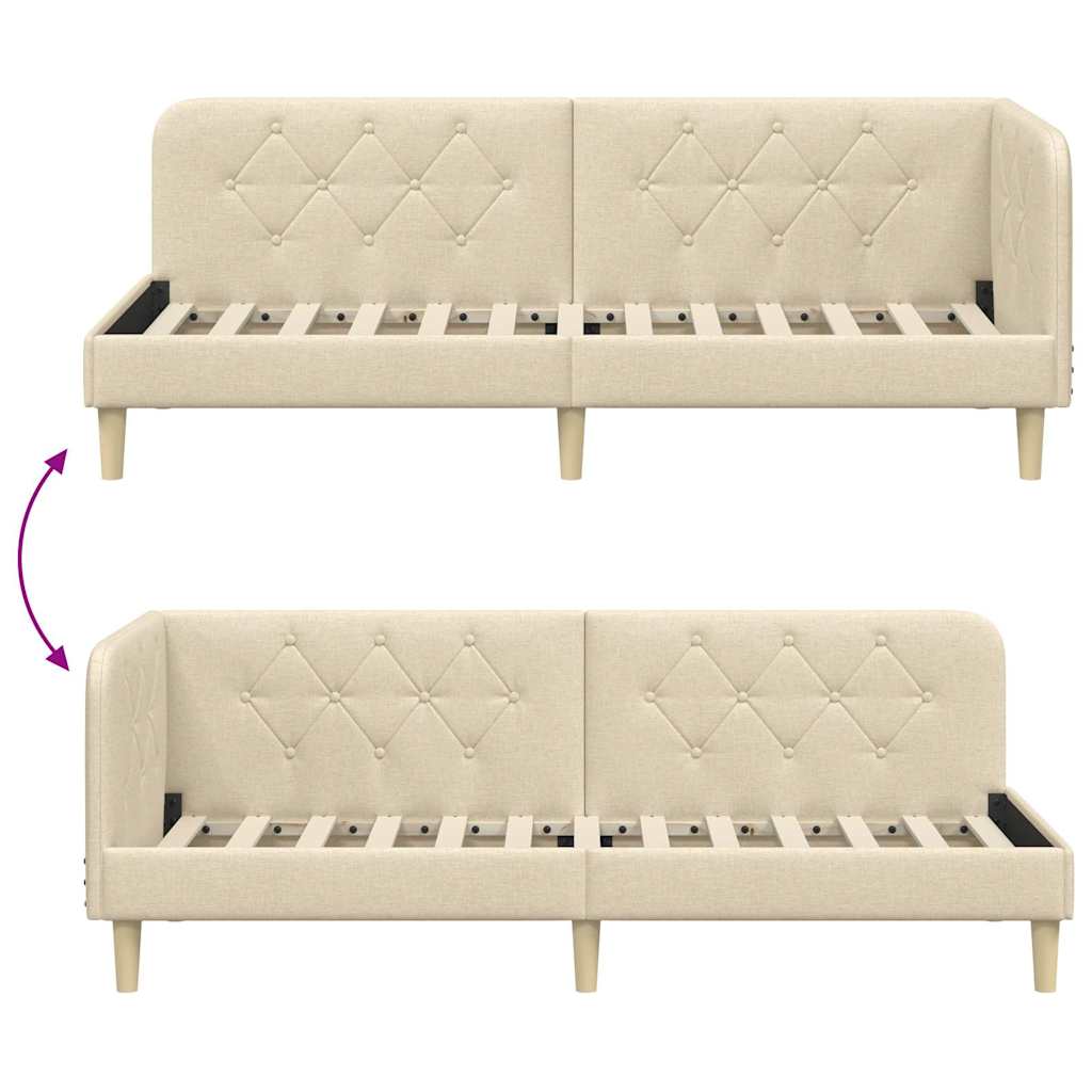 Cadre de lit d'angle Crème 80 x 200 cm tissu - XIOS