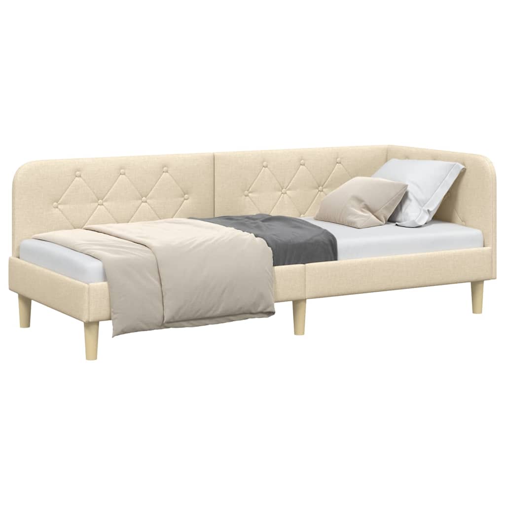 Cadre de lit d'angle Crème 80 x 200 cm tissu - XIOS