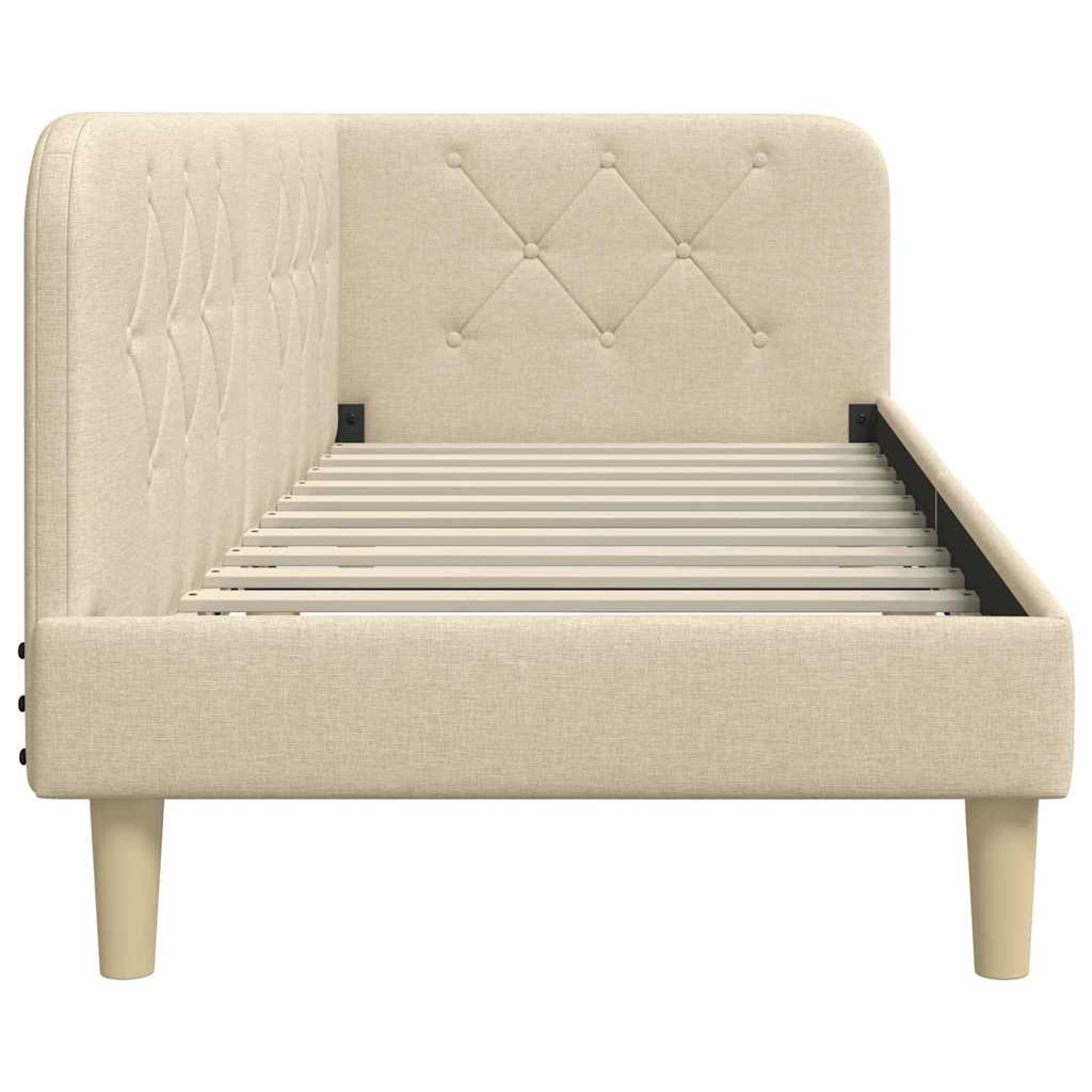 Cadre de lit d'angle Crème 80 x 200 cm tissu - XIOS