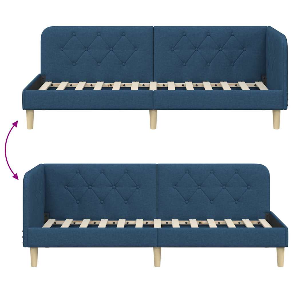 Cadre de lit d'angle Bleu 80 x 200 cm tissu - XIOS