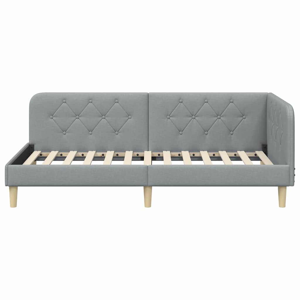 Cadre de lit d'angle Gris clair 90 x 190 cm tissu - XIOS