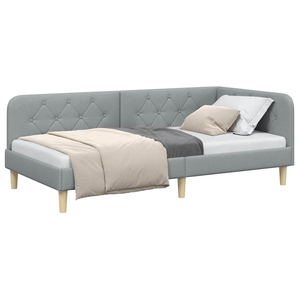 Cadre de lit d'angle Gris clair 90 x 190 cm tissu - XIOS