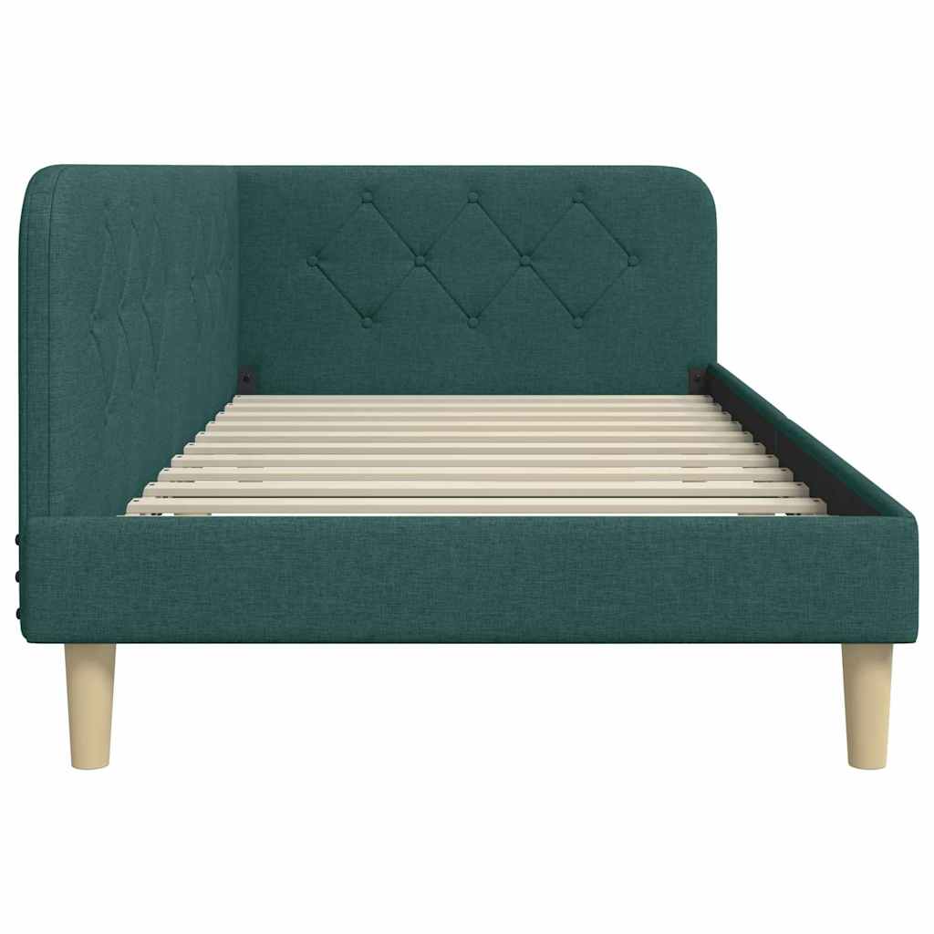 Cadre de lit d'angle Vert foncé 90 x 190 cm tissu - XIOS