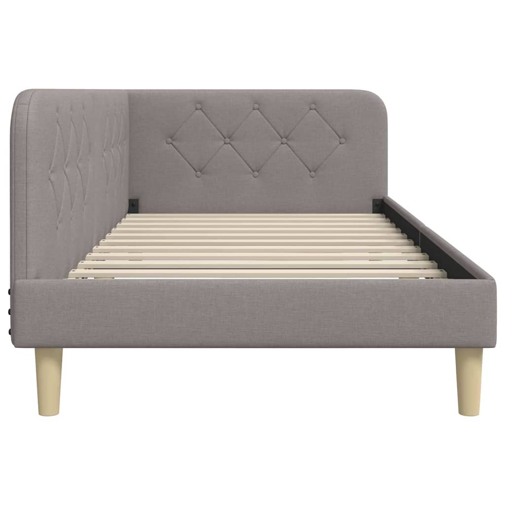 Cadre de lit d'angle Taupe 90 x 190 cm tissu - XIOS