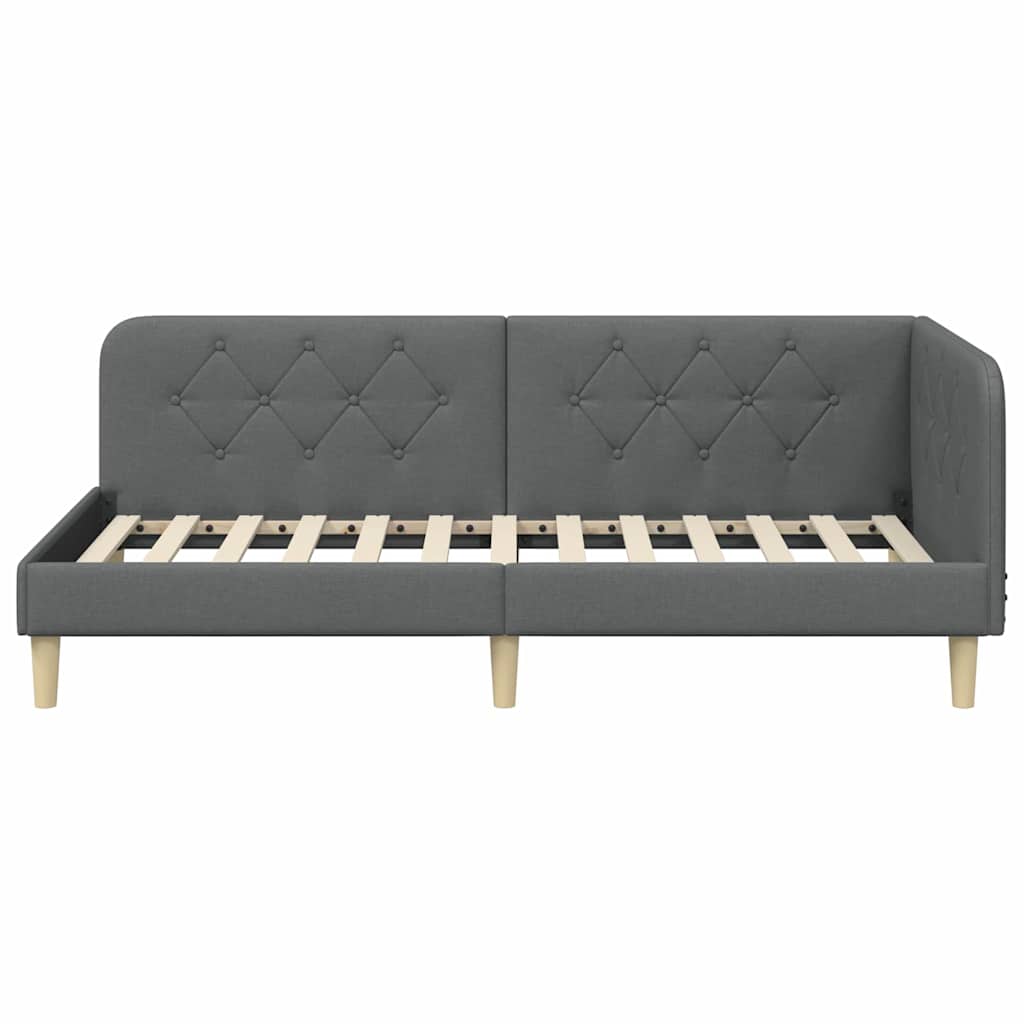 Cadre de lit d'angle Gris foncé 90 x 200 cm tissu - XIOS