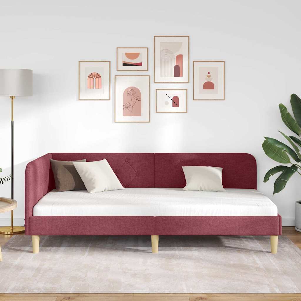 Cadre de lit d'angle Bordeaux 90 x 200 cm tissu - XIOS