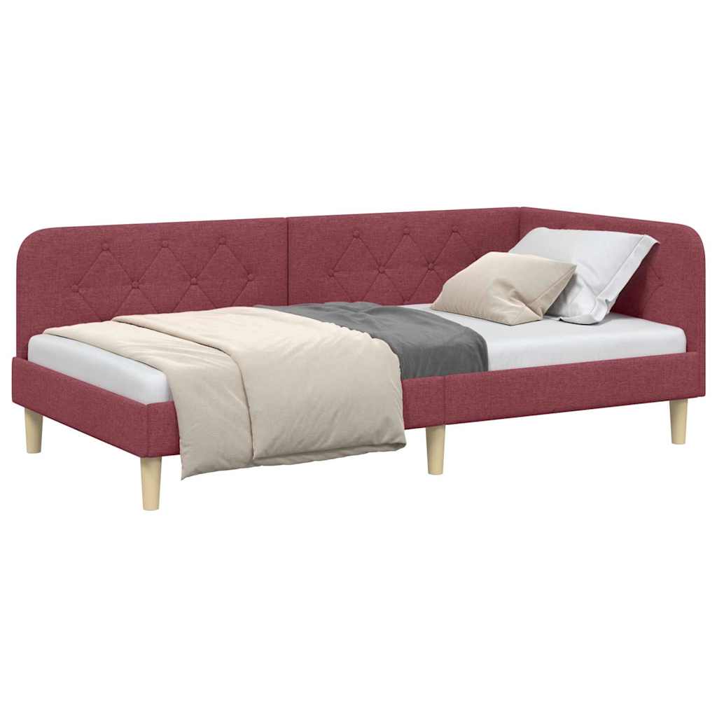 Cadre de lit d'angle Bordeaux 90 x 200 cm tissu - XIOS